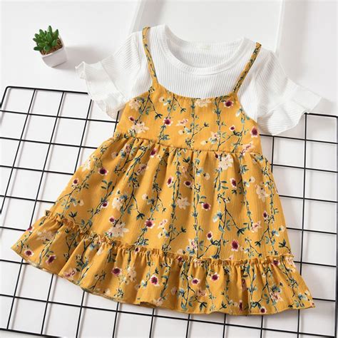 Buy Toddler Baby Kids Girls Fly Sleeve Ruched Floral Flowers Print