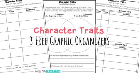 3 Character Traits Graphic Organizers Teaching Made Practical
