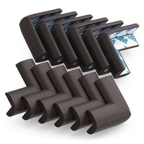 12 Pack Brown Small Foam Table Corner Protectors For Baby Pre Applied