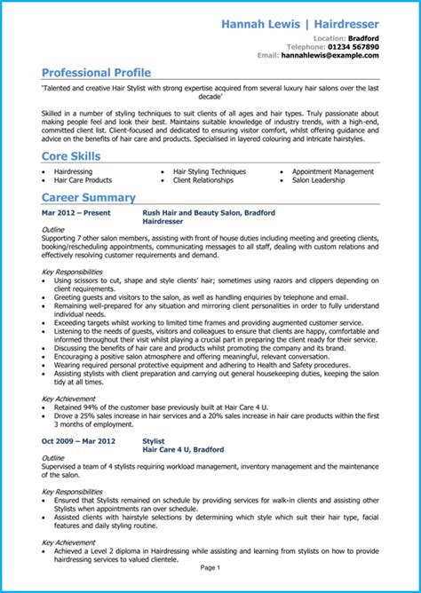 hairdresser cv example cv writing guide [get hired quickly]