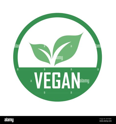 Vegan Logo With Green Leaves For Organic Vegetarian Friendly Diet