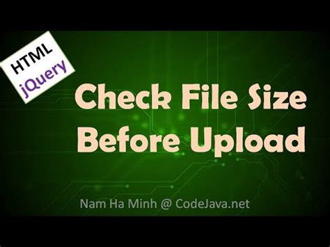 How To Check File Size Before Upload HTML And JQuery YouTube