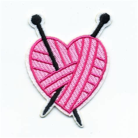 Pink Love Knitting Yarn Patches Iron On Embroidered Patch For Clothing Stick On Badge Paste For