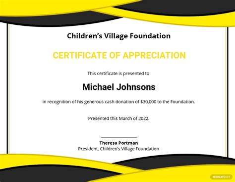 Certificate Of Donation Template