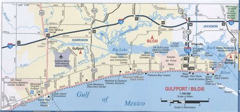 Biloxi Ms Roads Map Detailed Map Biloxi City And Gulfport Mississippi Usa