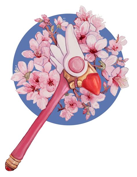 Floral Card Captor Sakura Wand Medium Art Print Etsy