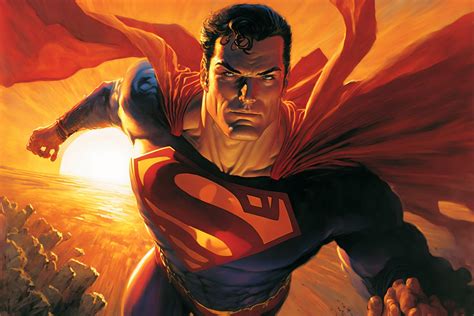 Superman Flying In The Sunset Painted By Alex Ross In V4 Rmidjourney