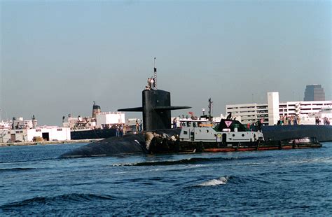 A Port Bow View Of The Nuclear Powered Ballistic Missile Submarine Uss