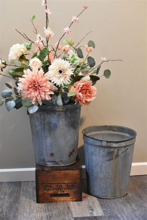Galvanized Sap Buckets For Rustic Wedding Floral Arrangements Wedding Centerpieces Diy Rustic