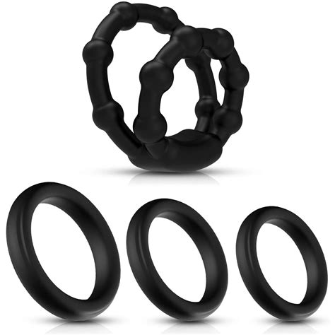 Aopar Penis Rings Set 3 Individual Rings 1 Dual Rings Sex Toys For Men Black