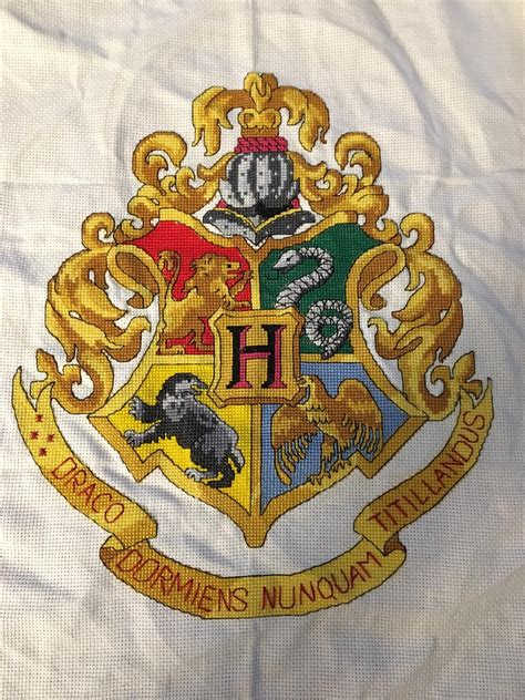 Finally Finished My Hogwarts Crest Cross Stitch After Three Years Of On