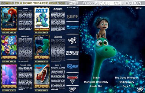 Disney Pixar Collection Set 3 Dvd Covers 2012 2017 R1 Custom