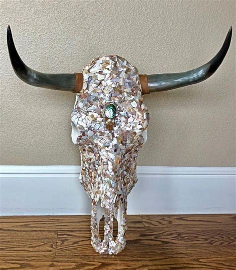 Mother Of Pearl Cow Skullwestern Decorneutral Wall Etsy In 2021