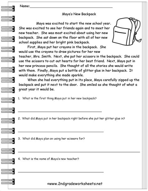 Reading Worksheets For 5th Graders