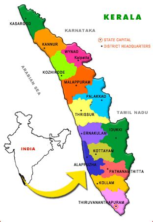 Inside political map of kerala state 16875, source image : Kerala at a glance ~ keralaTourBlog - A Kerala Tour Guide