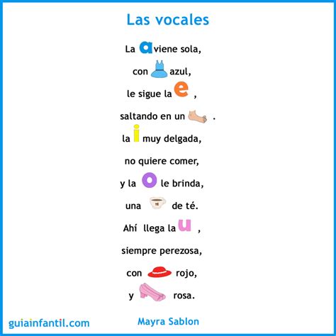 Las Vocales Poema Corto Con Pictogramas Para Niños Sobre Las Letras