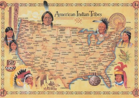 Native American Tribes Map Poster Canvas Printing Decor Home Etsy
