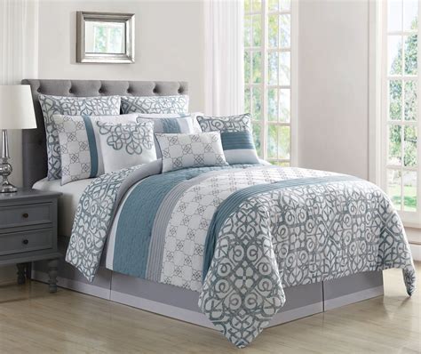 10 Piece Tatiana Bluegraywhite Comforter Set Comforter Sets