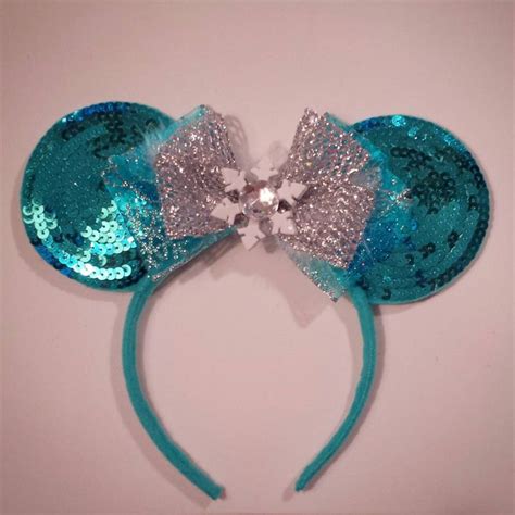 Elsa Frozen Sequin Inspired Minnie Mouse Ears Headband Anna Olaf Ice