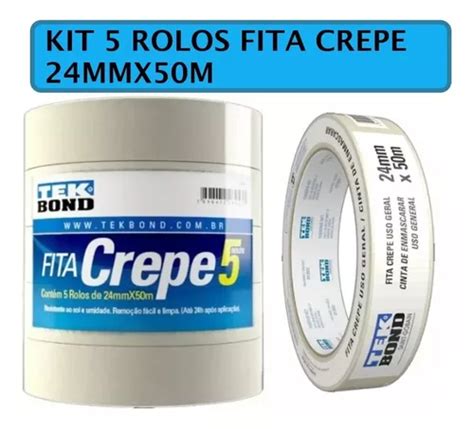 Kit 5 Rolos Fita Crepe Adesiva Branca Uso Geral 24x50 Metros MercadoLivre