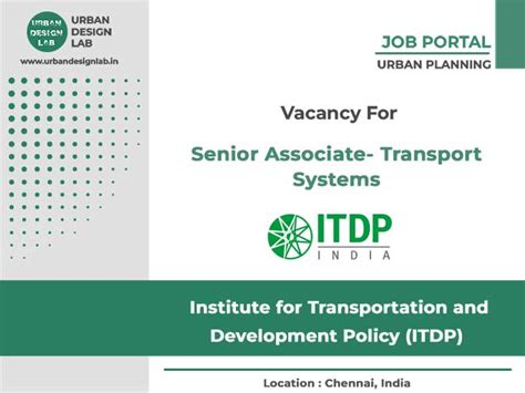 Senior Associate Transport Systems Institute For Transportation And Development Policy Itdp