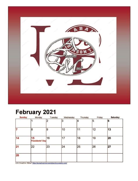 University Of Alabama 2021 Wall Calendar