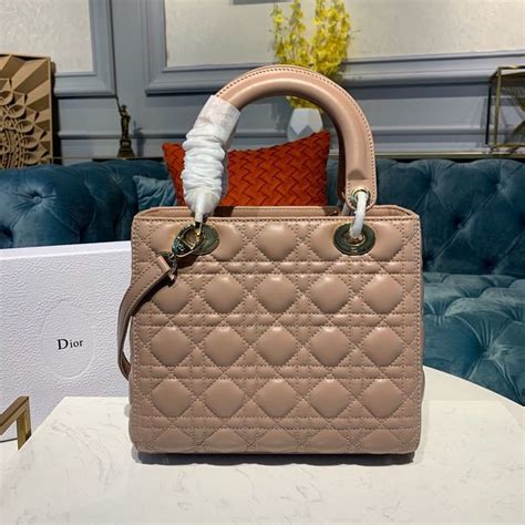 Christian Dior Lady Dior Bag 24cm Gold Hardware Lambskin Leather Spring