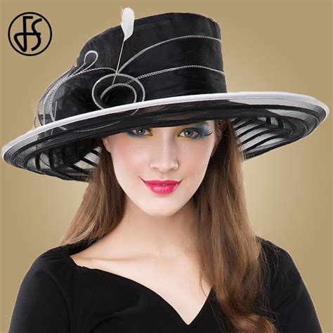 Fs Black Organza Church Hat For Women Elegant Kentucky Derby Wide