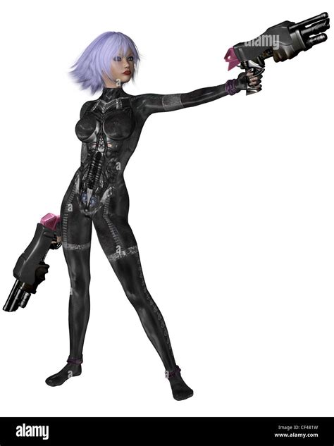 science fiction catsuit girl shooting cut out stock images and pictures alamy