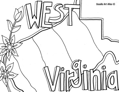 West Virginia ﻿united States Coloring Pages Classroom Doodles