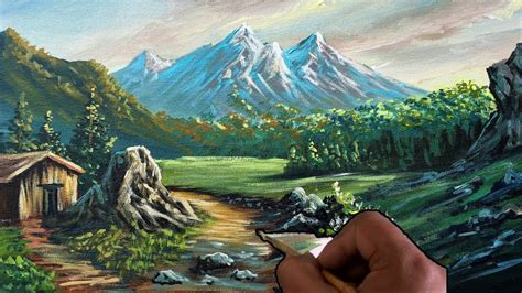 Easy Landscape Painting For Beginners Realistic Acrylic Painting