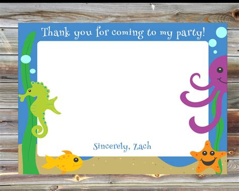 Ocean Theme Thank You Card Under The Sea Birthday Matching Etsy
