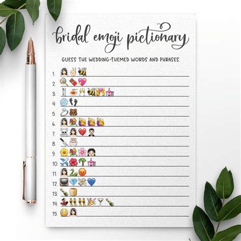 Grey Bridal Shower Wedding Emoji Pictionary Game Bridal Etsy Etsy