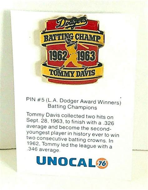 Pin 5 La Dodger Dodgers Batting Champ Timmy Davis Unocal 76 Ebay