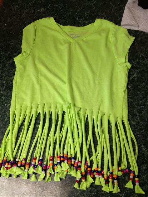 Diy Fringed T Shirt With Beads Made By My Mom And Me Sharon Macdonald