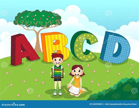 Alfabeto Y Niños De Abcd Ilustración Del Vector Ilustración De