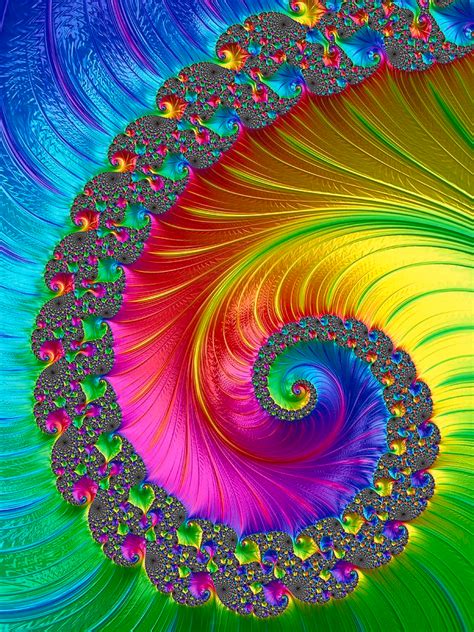 Bright Rainbow Spiral Fractal By Mo Barton Fractal Art Spiral Art