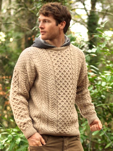 Aran Cable Knitted Fisherman Sweater 100 Irish Wool Pullover Men S