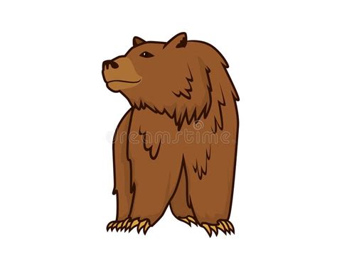 Detailed Standing Grizzly Bear Illustration Stock Vector Illustration