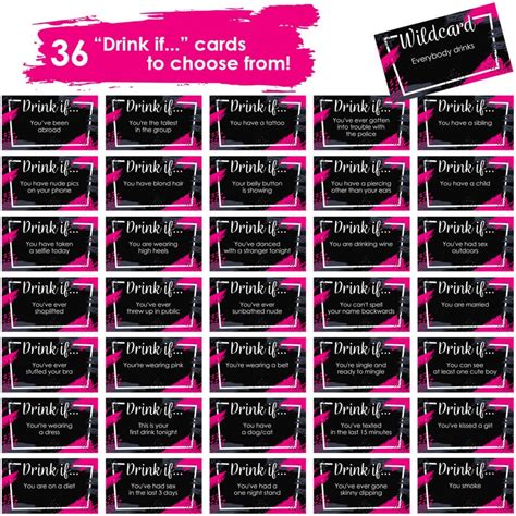 Girls Night Out Drinking Game Cards 36 Funny Naughty Drink Etsy