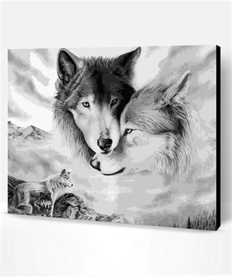 Wolves Black White Animals Paint By Numbers Paint By Numbers Pro