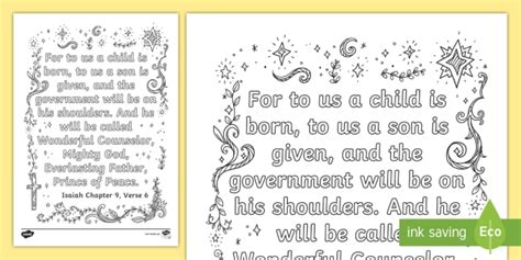 Isaiah Coloring Pages For Kids Isaiah 96 Twinkl