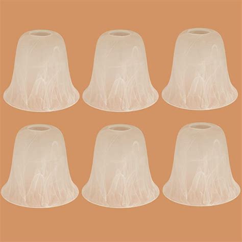 6pcs Bell Shaped Alabaster Glass Lamp Shade Replacement With 15 8 Inch