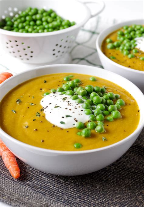 Creamy Pea Carrot Soup The Forked Spoon