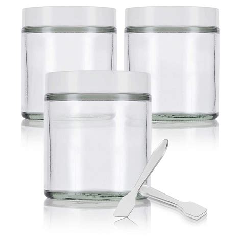 Glass Jar In Clear With White Foam Lined Lid 4 Oz 120 Ml