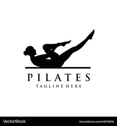 Pilates Sitting Position Female Silhouette Logo Vector Image