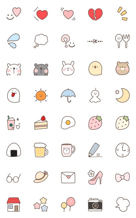 Simple Yurukawaii Emoji Line อิโมจิ Line Store Çıkartma Doodle