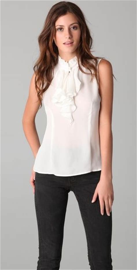 Tucker Sleeveless Ruffle Blouse In White Ivory Lyst