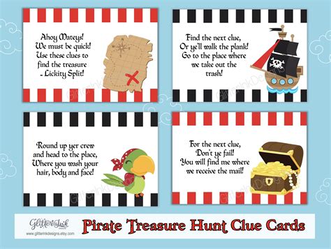 Pirate Treasure Scavenger Hunt Clue Cards With Rhyming Riddles Etsy Uk