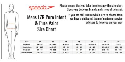 Speedo Pure Intent Size Chart
